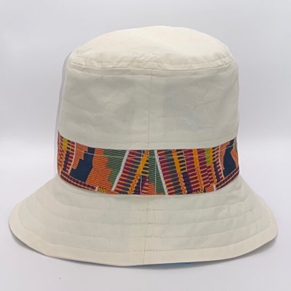 Natural Cotton Bucket Hat with Kente Band