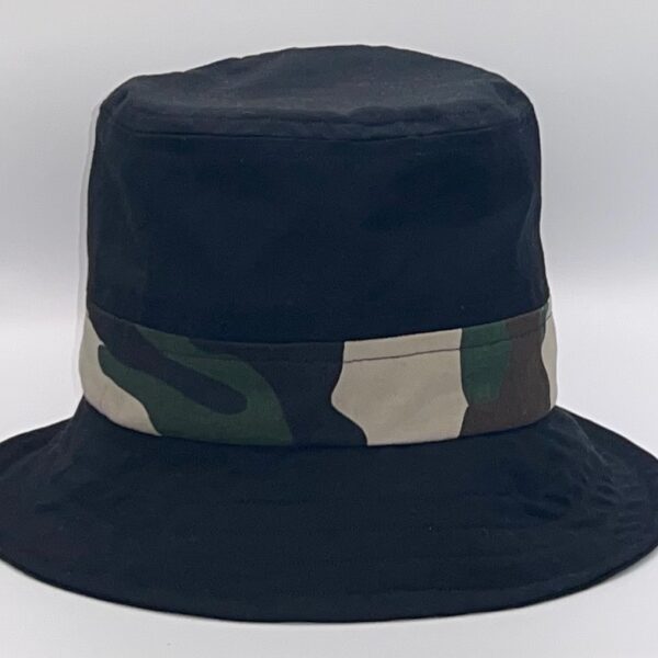 Classic Bucket Hat Black with Camo Band